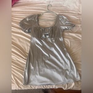 H&M Light Gray Blue Satin Dress